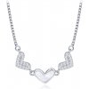 MINET Strieborný náhrdelník srdiečka s bielymi zirkónmi as bielou perleťou MINET Strieborný náhrdelník srdiečka s bielymi zirkónmi as bielou perleťou