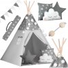Nukido 740020 Detský teepee s girlandou a svetielkami - sivý s hviezdami Nukido 740020 Detský teepee s girlandou a svetielkami - sivý s hviezdami