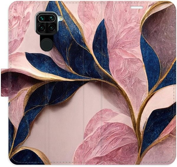 Púzdro iSaprio flip Pink Leaves Xiaomi Redmi Note 9
