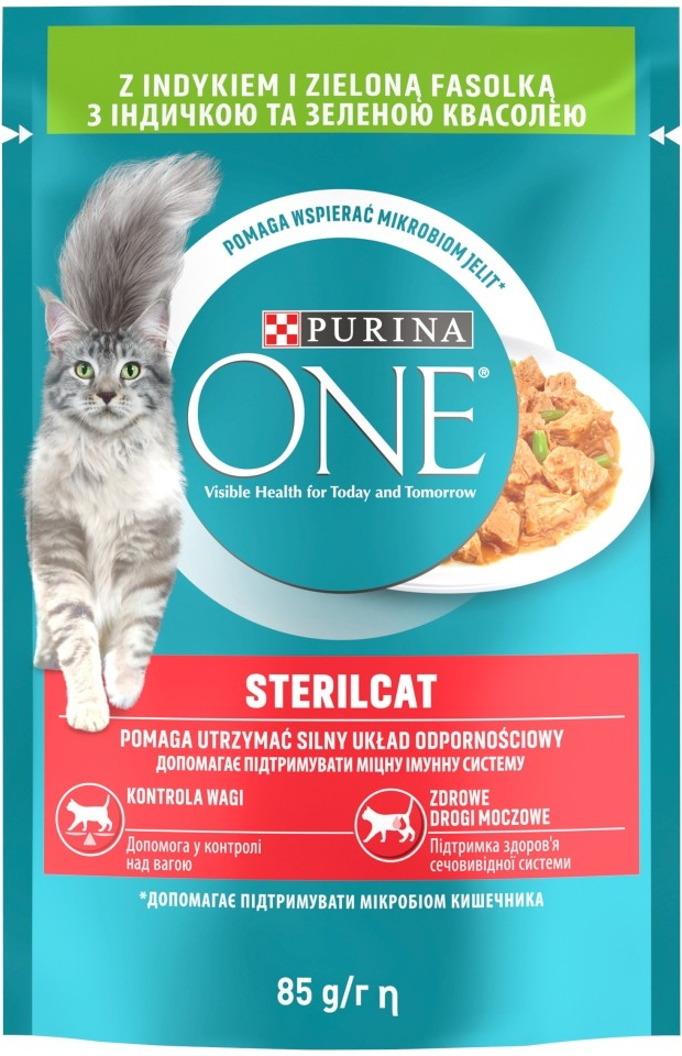 PURINA ONE Sterilcat mini filetky s morkou a zelenými fazuľkami v šťave 85 g