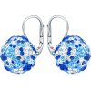 SILVEGO strieborné náušnice guličky so Swarovski Crystals tmavo modrá B36120db