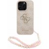 Guess PU 4G Metal Logo Strap zadný kryt pre iPhone 16 Pro Max Pink