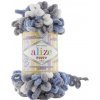 Alize příze Puffy color 6075 tmavě šedá, modrošedá a bílá Alize příze Puffy color 6075 tmavě šedá, modrošedá a bílá