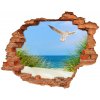 Fototapeta diera na stenu 3D Čajka na pláži 90x70 cm Fototapeta diera na stenu 3D Čajka na pláži 90x70 cm