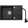 Deante Leda, granitový 1-komorový drez na dosku 670x440x164 mm + drezová batéria s flexi ramenom N72M čierna + sifón, čierna, ZRDP2113 Deante Leda, granitový 1-komorový drez na dosku 670x440x164 mm + drezová batéria s flexi ramenom N72M čierna + sifón, čierna, ZRDP2113