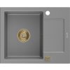 MEXEN/S MEXEN/S - Enzo granitový drez 1 s odkvapkávačom 576x465 mm, sivá, + zlatý sifón 6506571005-71-G MEXEN/S MEXEN/S - Enzo granitový drez 1 s odkvapkávačom 576x465 mm, sivá, + zlatý sifón 6506571005-71-G