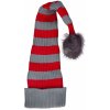 Pletená mikulášska čiapka, sivo červené pruhy Pletená mikulášska čiapka, sivo červené pruhy