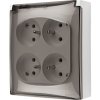 Štvornásobná zásuvka s uzemnením – vo verzii IP44 – klapka transparentná, 16A, skrutkové s Štvornásobná zásuvka s uzemnením – vo verzii IP44 – klapka transparentná, 16A, skrutkové s