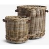Kôš z ratanu s koženými rúčkami na kolieskach 43xH42cm 47284 Kôš z ratanu s koženými rúčkami na kolieskach 43xH42cm 47284