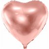 PartyDeco Fóliový balón Srdce ružové zlato 45 cm