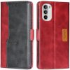 Peňaženkové kožené puzdro CONTRAST na Motorola Moto G82 5G – Červená a čierna Peňaženkové kožené puzdro CONTRAST na Motorola Moto G82 5G – Červená a čierna