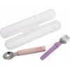 Melii Dětská vidlička a lžička s pouzdrem ružová/fialová