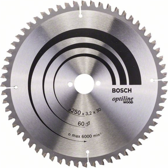Bosch Pílový kotúč Optiline Wood 250 x 30 x 3,2 mm, 60 1ks 2608640644