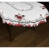 Biely oválny dekoračný obrus s červenými kvetmi Šírka 110 cm | Dĺžka 160 cm biela Biely oválny dekoračný obrus s červenými kvetmi Šírka 110 cm | Dĺžka 160 cm biela