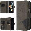 Multifunkčné peňaženkové puzdro Rhombus Zipper na Samsung Galaxy Z Fold 3 5G - Sivá Multifunkčné peňaženkové puzdro Rhombus Zipper na Samsung Galaxy Z Fold 3 5G - Sivá