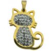 Doria Prívesok zlatý z ocele mačka s kryštálmi F017 Doria Prívesok zlatý z ocele mačka s kryštálmi F017