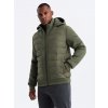 Ombre Men's quilted bomber jacket with high collar - dark olive green kaki L Ombre 5902228956075 Ombre Men's quilted bomber jacket with high collar - dark olive green kaki L Ombre 5902228956075