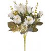 Umelá kytica ruží - zväzok, biele - 30 cm