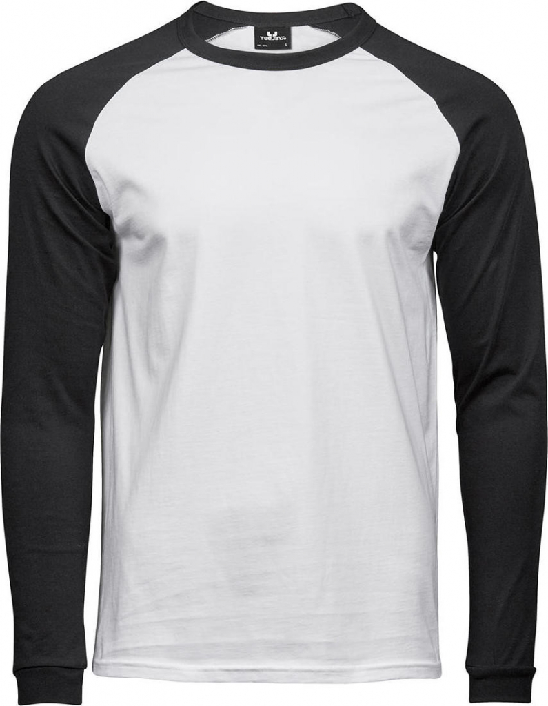 Tee Jays tričko Baseball s dlhými rukávmi biela čierna