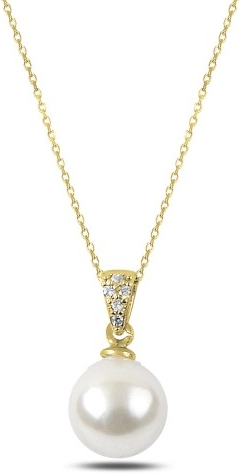 Olivie Strieborná retiazka s perličkou gold 3153