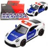Kovové policajné športové auto pull-back 1:43, biele Kovové policajné športové auto pull-back 1:43, biele