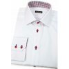 Biela pánska košeľa slim s červenými gombíkmi - 170 Biela pánska košeľa slim s červenými gombíkmi - 170