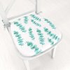Biante Teflónový oblý podsedák TF-089 Tyrkysové listy eukalyptu na bielom - 39x37x3 cm Biante Teflónový oblý podsedák TF-089 Tyrkysové listy eukalyptu na bielom - 39x37x3 cm