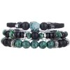 B-TOP Súprava troch pánskych náramkov z čiernych a zelených kamenných korálikov B-TOP Súprava troch pánskych náramkov z čiernych a zelených kamenných korálikov