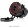 Vodotesná nabíjačka s ČERVENÝM LED podsvietením 2xUSB C 12/24V Vodotesná nabíjačka s ČERVENÝM LED podsvietením 2xUSB C 12/24V