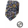 Slim kravata s farebnými kvetmi tmavo fialová