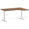Rohový výškovo nastaviteľný stôl, 160x120 cm, 1 motor, L/P, biela podnož, orech Rohový výškovo nastaviteľný stôl, 160x120 cm, 1 motor, L/P, biela podnož, orech