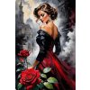 Norimpex diamantové malování Žena s růžemi ve městě 30 x 40cm
