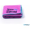 Plavecký uterák - BornToSwim - rýchloschnúce mirkovlákno Farba: fialová malé logo Plavecký uterák - BornToSwim - rýchloschnúce mirkovlákno Farba: fialová malé logo