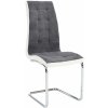 Tempo Kondela Jedálenská stolička, tmavosivá látka/ekokoža biela/chróm, SALOMA NEW Tempo Kondela Jedálenská stolička, tmavosivá látka/ekokoža biela/chróm, SALOMA NEW