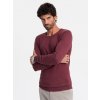 Ombre Basic men's viscose classic sweater with round neckline maroon tmavočervená