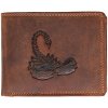 WILD Kožená pánska peňaženka bez pracky - hnedá - Škorpión WILD Kožená pánska peňaženka bez pracky - hnedá - Škorpión