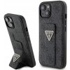 Guess PU Grip Stand 4G Strass Triangle Metal Logo iPhone 15 čierne Guess PU Grip Stand 4G Strass Triangle Metal Logo iPhone 15 čierne