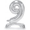 PartyDeco Samostojací fóliový balón 9 strieborný 70 cm PartyDeco Samostojací fóliový balón 9 strieborný 70 cm