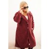 Kesi Dámsky kabát Plus Size s vlnou a veľkým golierom Farba: Bordó, Veľkosť: UNI Kesi Dámsky kabát Plus Size s vlnou a veľkým golierom Farba: Bordó, Veľkosť: UNI