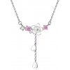 For Silver Náhrdelník s Kvetom, ružovými zirkónmi a príveskami srdiečok - Striebro 925 For Silver Náhrdelník s Kvetom, ružovými zirkónmi a príveskami srdiečok - Striebro 925