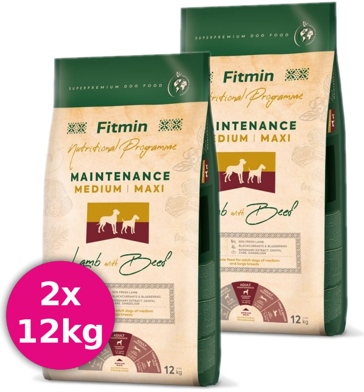 Fitmin Dog Medium Maxi Maintenance Lamb & Beef 2 x 12 kg
