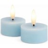 SIRIUS Sada LED čajových sviečok na batérie Sille Tealight, Ø 4,5 × 2,2 cm, nebesky modrá, z pravého vosku, balenie 2 ks