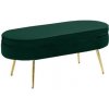 Kondela Luxusní taburet, smaragdová Velvet látka / chrom zlatý, Art-deco, NOBLIN TABURET TYP 2