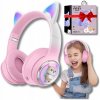 Slúchadlá pre Deti Mačičky LED Bluetooth Tlmiace Mačacie Uši MP3 Ružové Slúchadlá pre Deti Mačičky LED Bluetooth Tlmiace Mačacie Uši MP3 Ružové