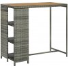 vidaXL Barový stolík s úložným regálom sivý 120x60x110 cm polyratan vidaXL Barový stolík s úložným regálom sivý 120x60x110 cm polyratan