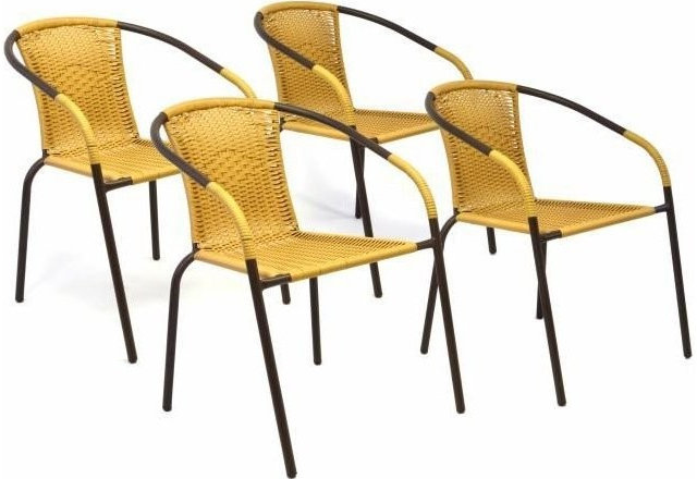 Garthen 35123 Sada 4 kusů zahradních židlí s polyratanovým výpletem - béžová