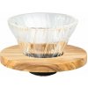 Hario Dripper V60-01 sklenený s olivovým drevom