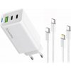 COLORWAY 2x USB-C, 1x USB-A/ síťová nabíječka/ GaN/ PD/ PPS/ 65W/ Včetně 2x kabelů, USB-C-USB-C, USB-C-Lightning/ Bílá (CW-CHS058PDCL-WT) COLORWAY 2x USB-C, 1x USB-A/ síťová nabíječka/ GaN/ PD/ PPS/ 65W/ Včetně 2x kabelů, USB-C-USB-C, USB-C-Lightning/ Bílá (CW-CHS058PDCL-WT)
