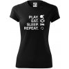 Stolný tenis - eat sleep - Dámske Fantasy športové (dresovina) - L ( Čierna ) Stolný tenis - eat sleep - Dámske Fantasy športové (dresovina) - L ( Čierna )