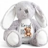 Zajačik s menom a dátumom narodenia - darček na krst, plyšová hračka, plyšová hračka, medvedík s menom, narodeniny Zajačik s menom a dátumom narodenia - darček na krst, plyšová hračka, plyšová hračka, medvedík s menom, narodeniny